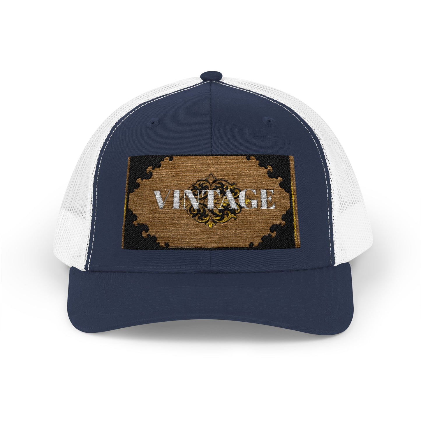 Mauve & Black-Gold Vintage Baroque Patch Trucker Cap