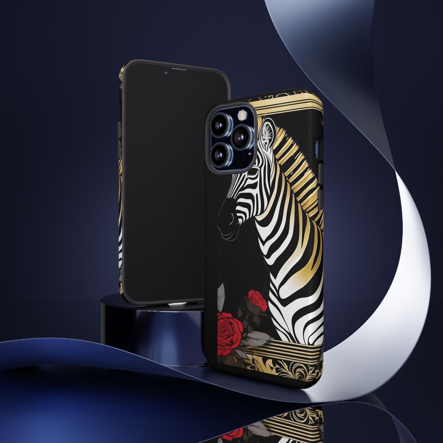Phone Case - Elegant Zebra & Roses Design