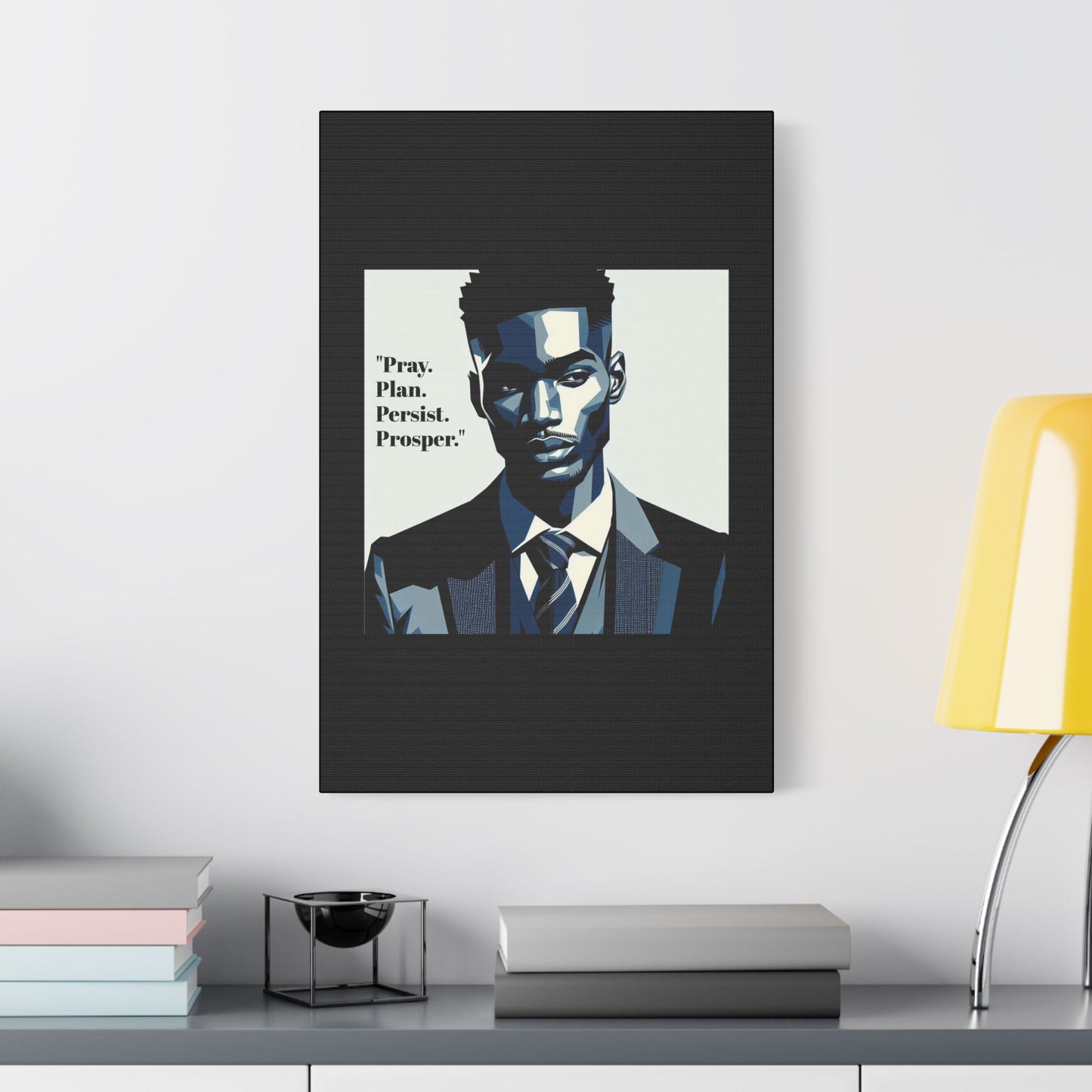 Afro Art Print Canvas, Wall Decor, Satin Stretched Canvas, African American Art, Office Decor, Home Decor - "Pray. Plan. Persist. Prosper."