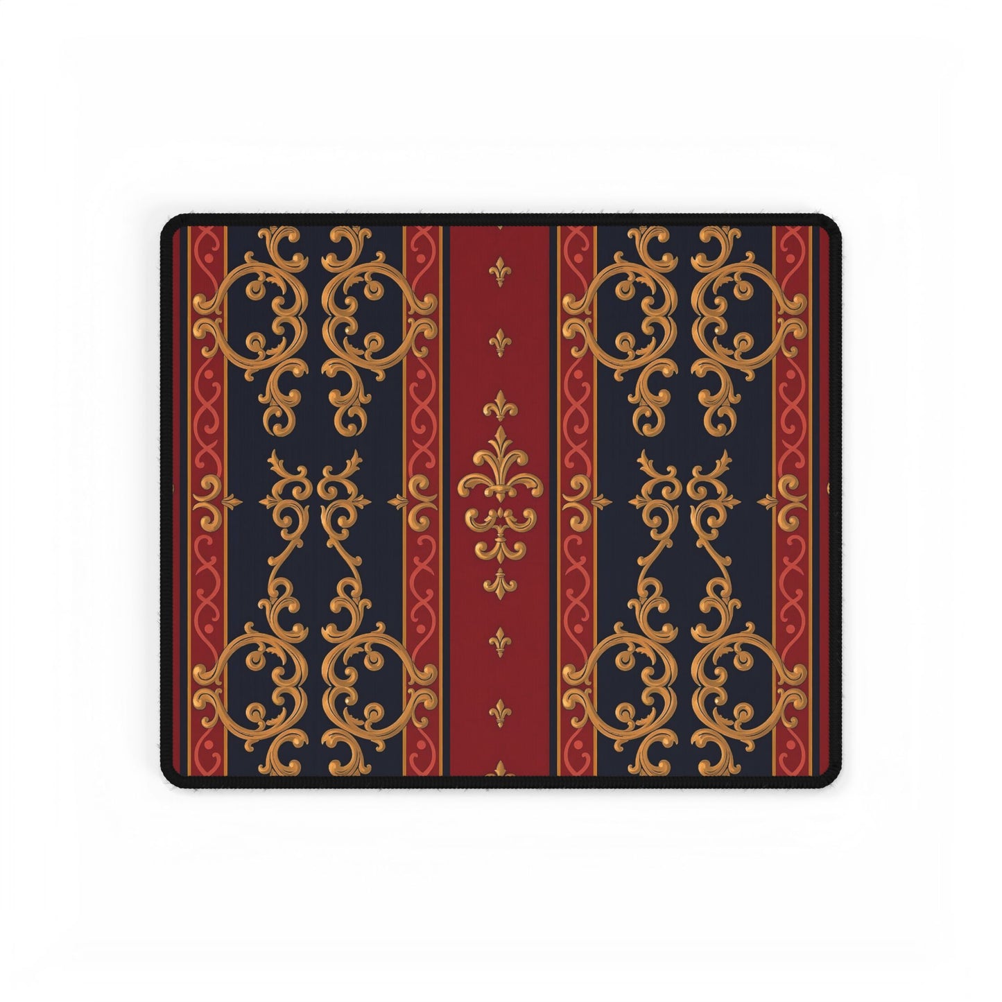 Elegant Desk Mats for Home Office | Stylish Workstation Accessories, Office Decor, Gift for Students - Midnight Blue & Dusk Red Gold Baroque