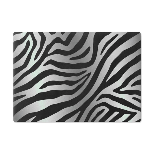 Elegant Zebra Print Cutting Board - Stylish Kitchen Essential - Silver