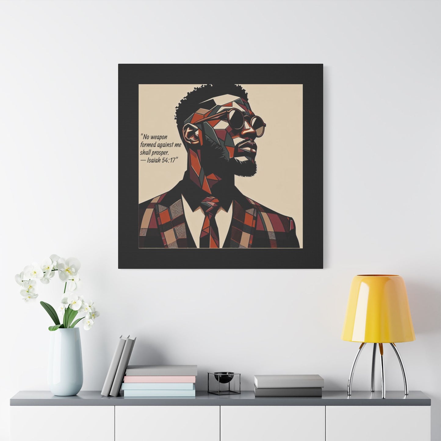 Afro Art Print Canvas, Wall Decor, Satin Stretched Canvas, African American Art, Office Decor, Home Decor - Isaiah 54:17