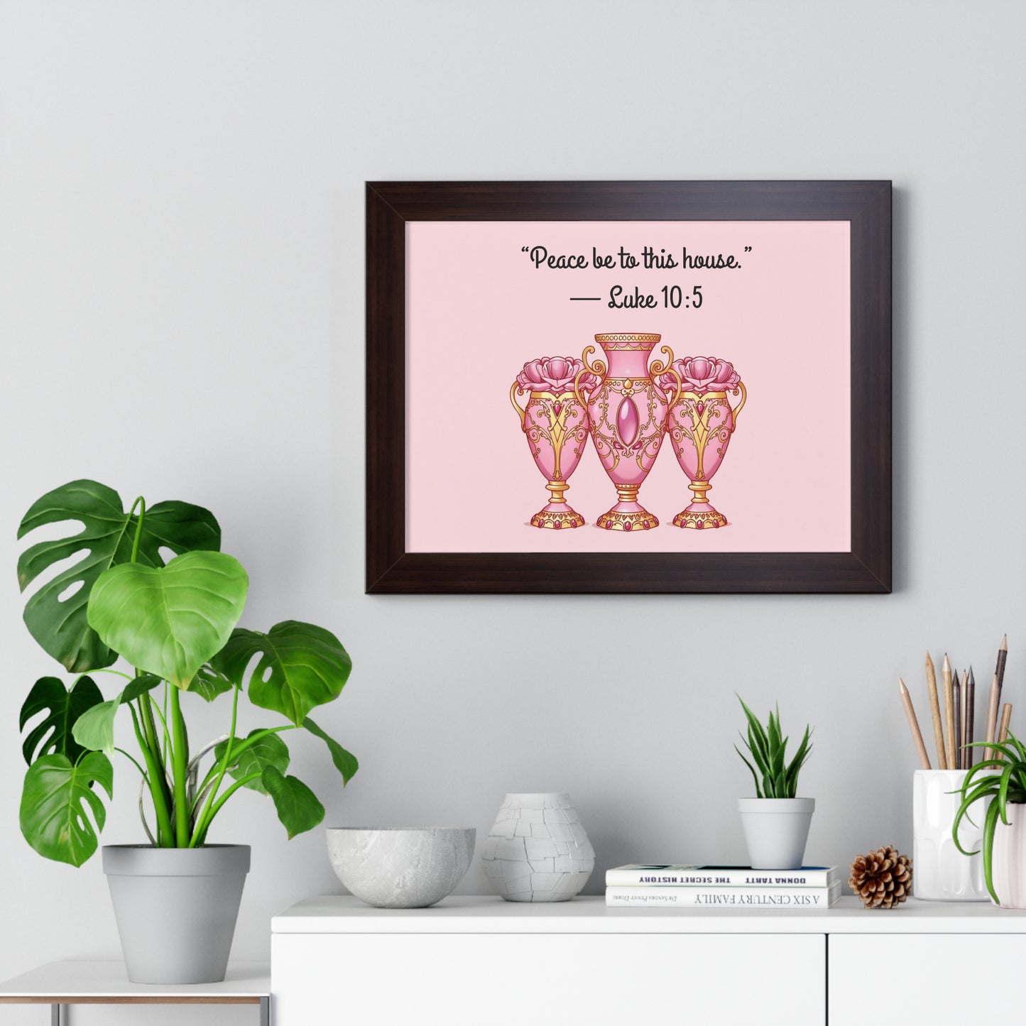 Framed Scripture Art Print, Inspirational Wall Decor, Home Blessing, Gift for Housewarming, Religious Wall Art - 10:5