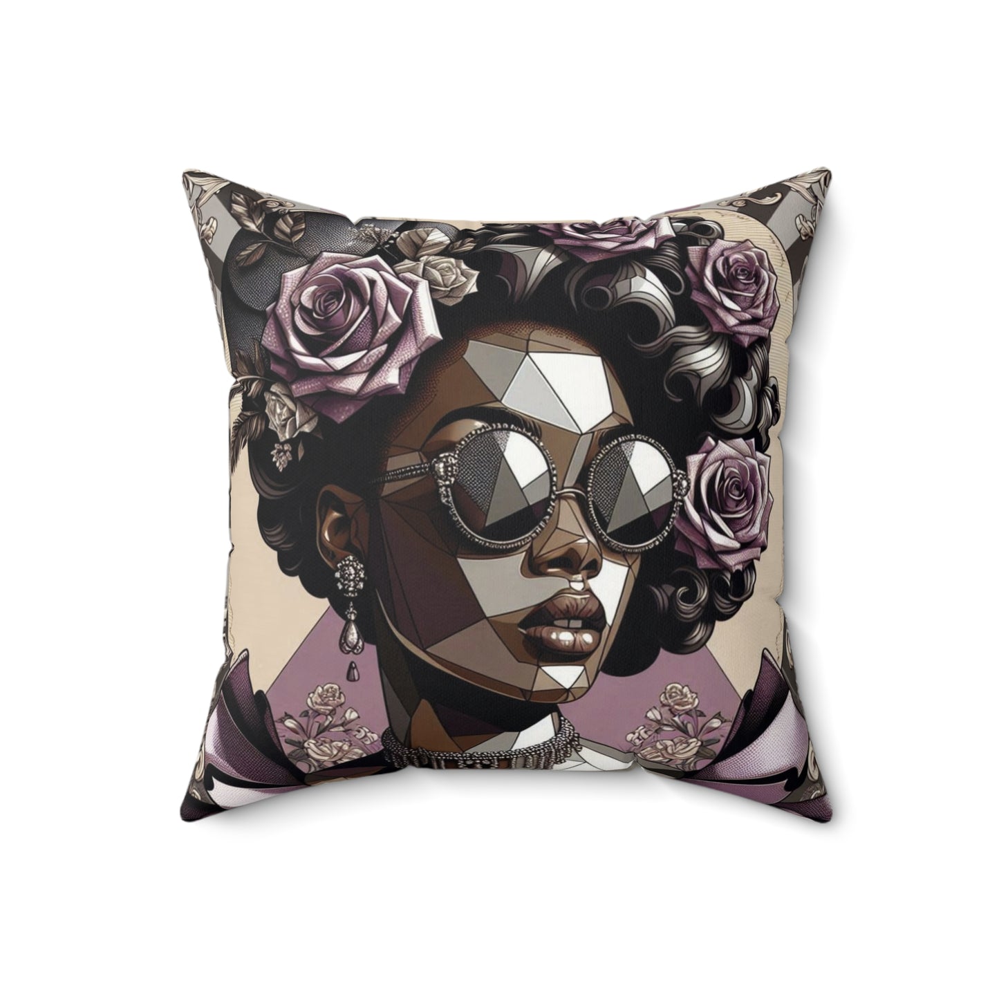 Glamorous Abstract Art Pillow, Decorative Cushion, Chic Home Decor, Trendy Living Room Accent, Gift for Her - Lilac Baroque Lady