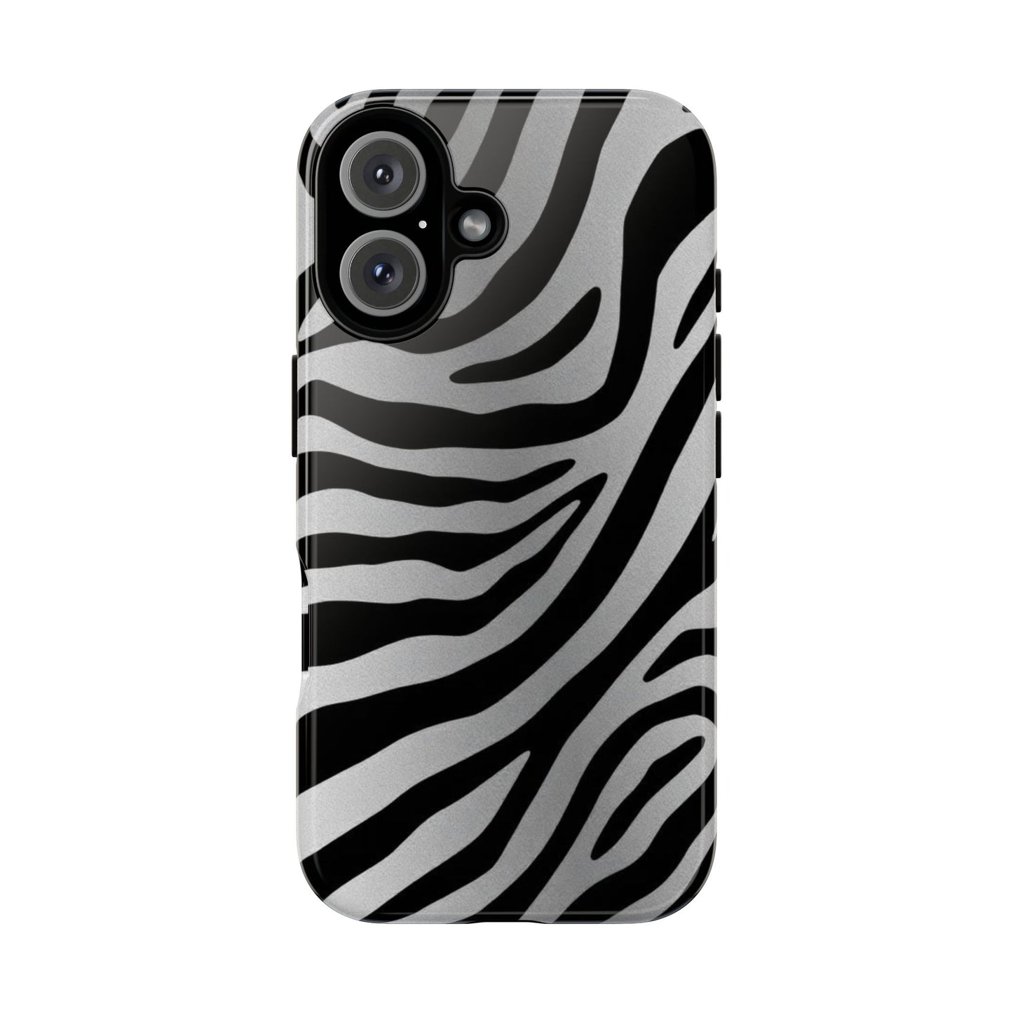 Zebra Print Tough Phone Case - Silver