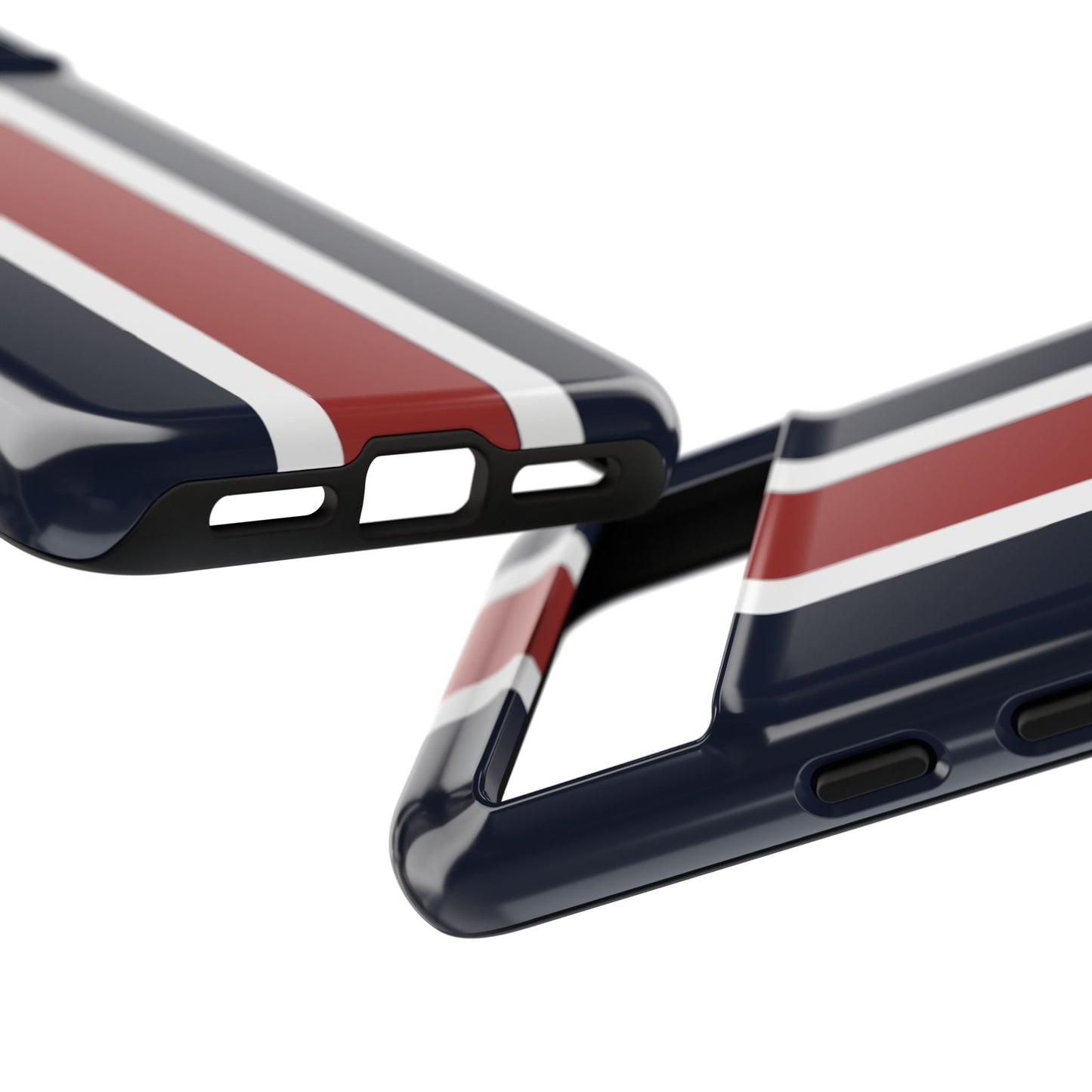 Lunar Midnight & Red-White Striped Stylish Phone Case - Tough Cases, Custom iPhone Cover, Sleek Phone Accessories, Gifts for Him/Her