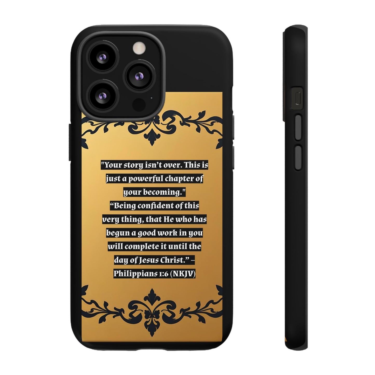 Elegant Floral Motif Phone Case - Tough Cases with Vintage Design - "Your story isn't over"