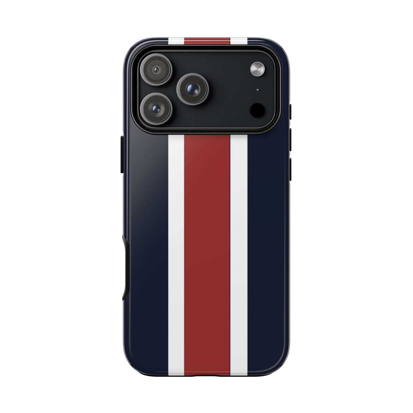Lunar Midnight & Red-White Striped Stylish Phone Case - Tough Cases, Custom iPhone Cover, Sleek Phone Accessories, Gifts for Him/Her