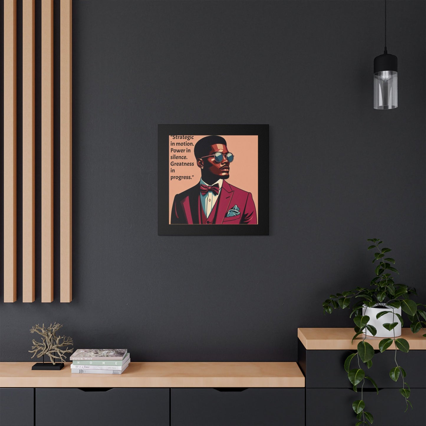 Afro Art Print Canvas, Wall Decor, Satin Stretched Canvas, African American Art, Office Decor, Home Decor - "Strategic In Motion...."