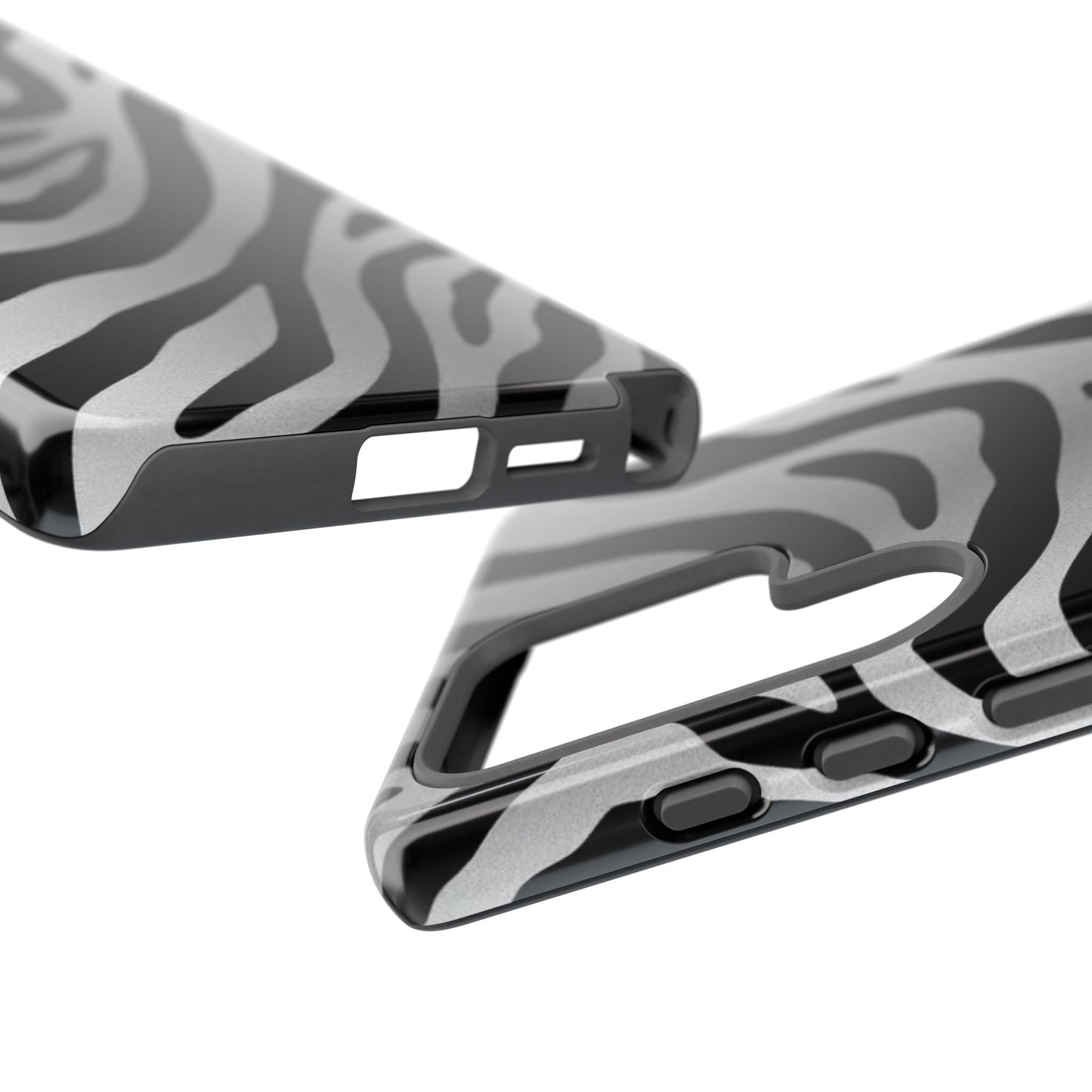Zebra Print Tough Phone Case - Silver