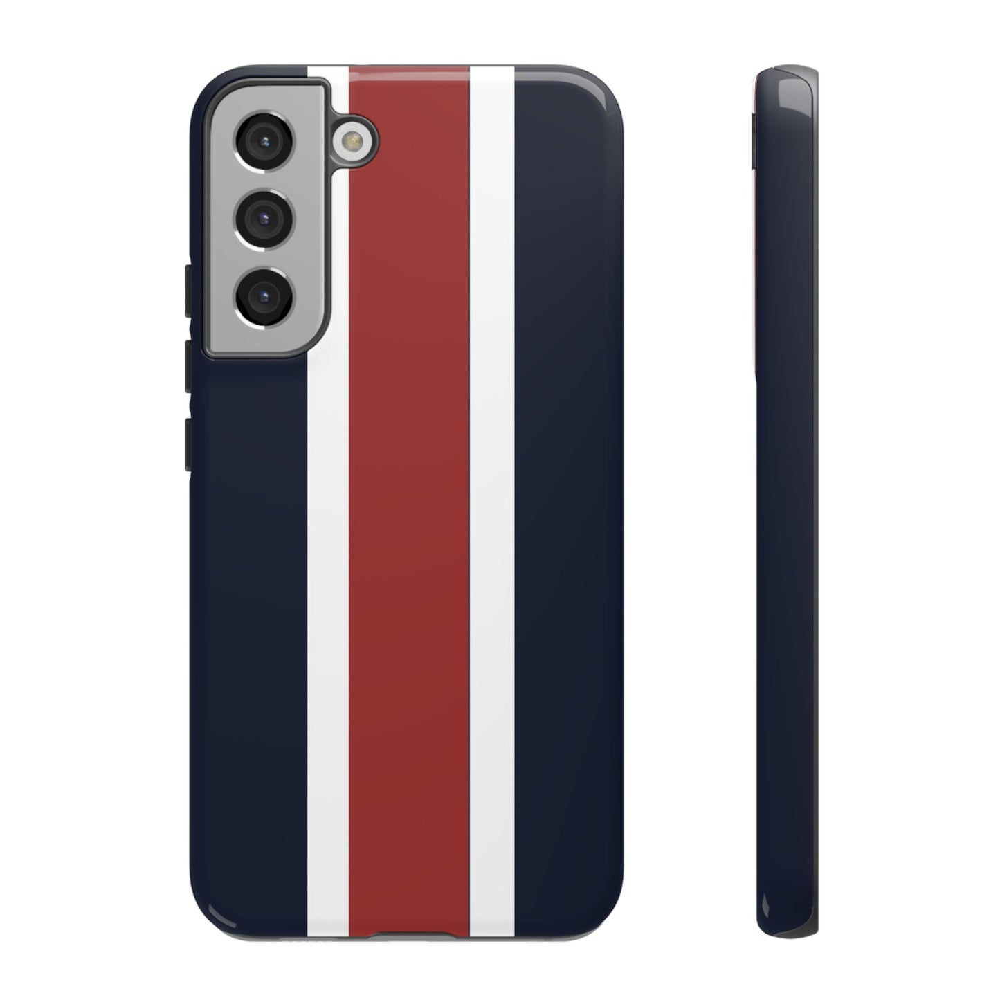 Lunar Midnight & Red-White Striped Stylish Phone Case - Tough Cases, Custom iPhone Cover, Sleek Phone Accessories, Gifts for Him/Her