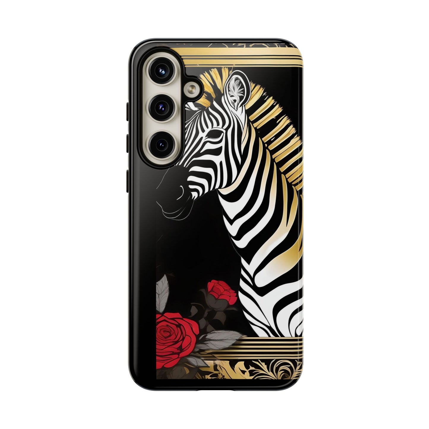 Phone Case - Elegant Zebra & Roses Design