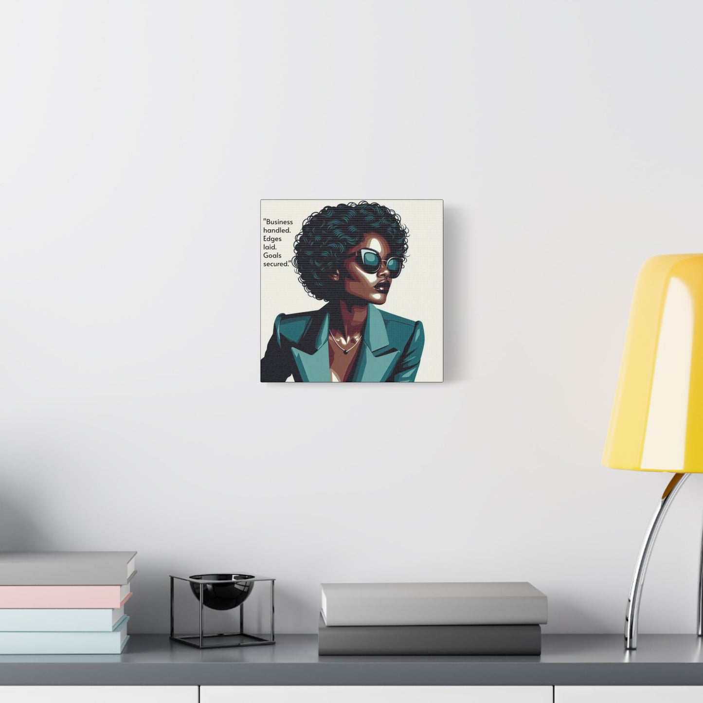 Afro Art Print Canvas, Wall Decor, Satin Stretched Canvas, African American Art, Office Decor, Home Decor - "Business handled."