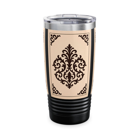 Almond-Beige & Brown Baroque 20oz Tumbler – Beige & Brown Insulated Travel Cup