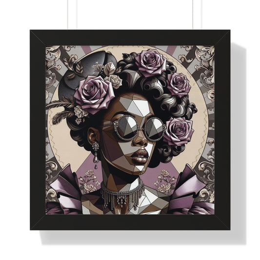 Chic Framed Vertical Poster, Home Decor Wall Art, Modern Art, Gift for Her, Unique Interior Design - Lilac Baroque Lady