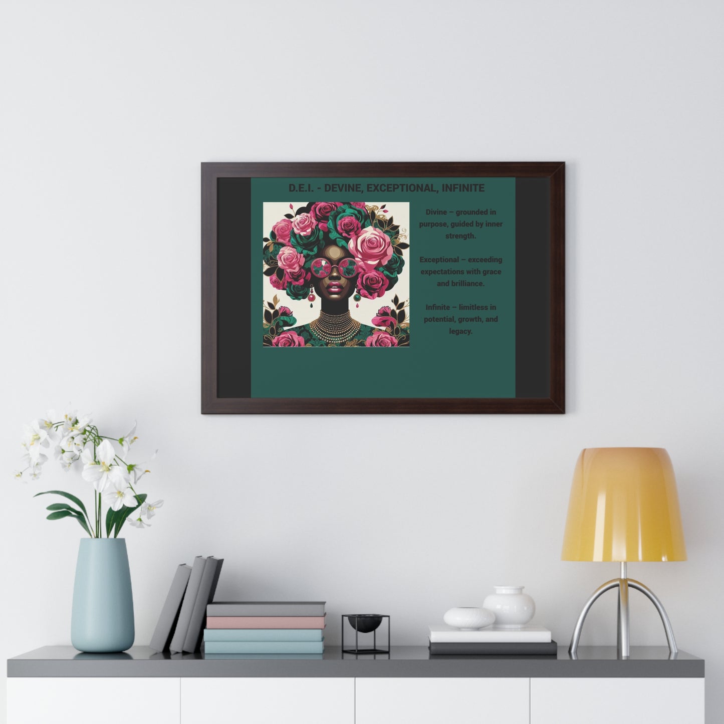Empowering Framed Poster | Inspiring Wall Art | Home Decor | Gift for Her | Motivational Decor | Divine, Exceptional, Infinite