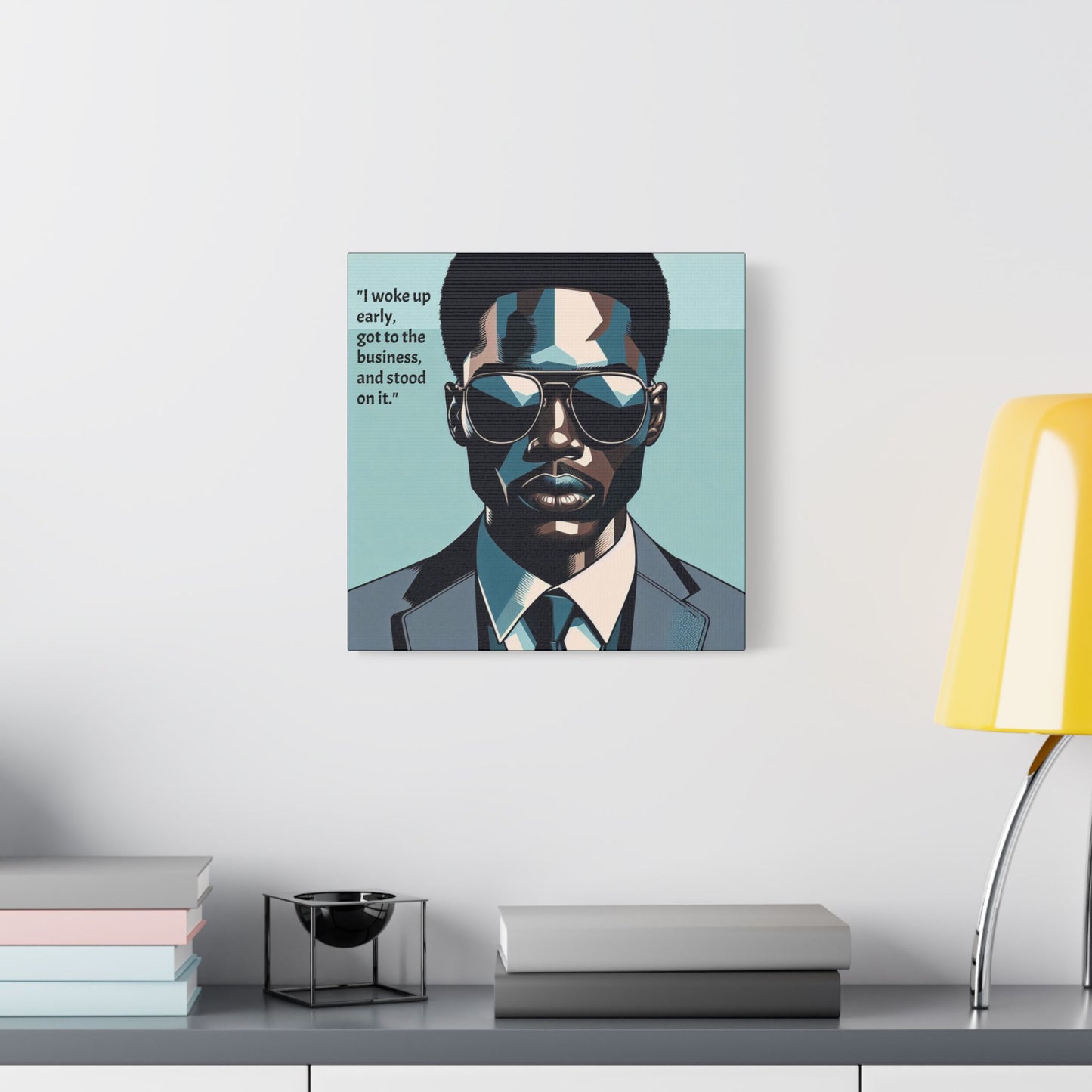 Afro Art Print Canvas, Wall Decor, Satin Stretched Canvas, African American Art, Office Decor, Home Decor - "I woke up early"