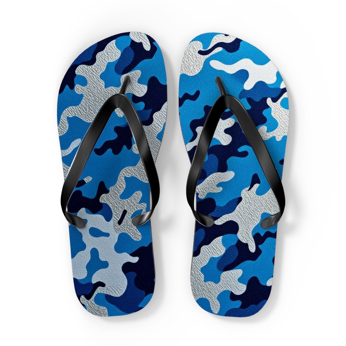 Camo Flip Flops - Stylish Beach Sandals for Summer, Casual Footwear, Vacation Essentials, Poolside Comfort, Outdoor Activities - Blue