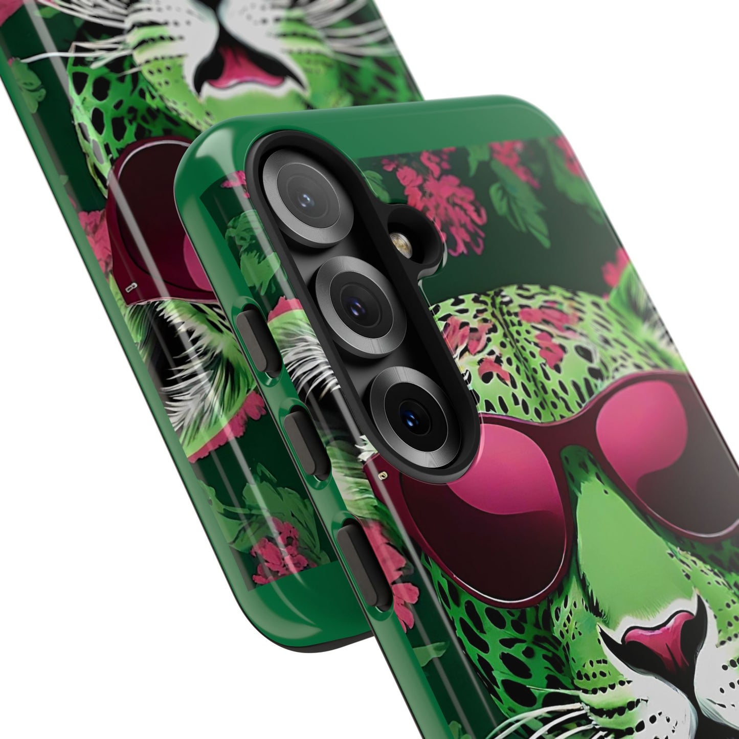 Phone Case - Lime Green & Burgundy Leopard In Sunglasses Design