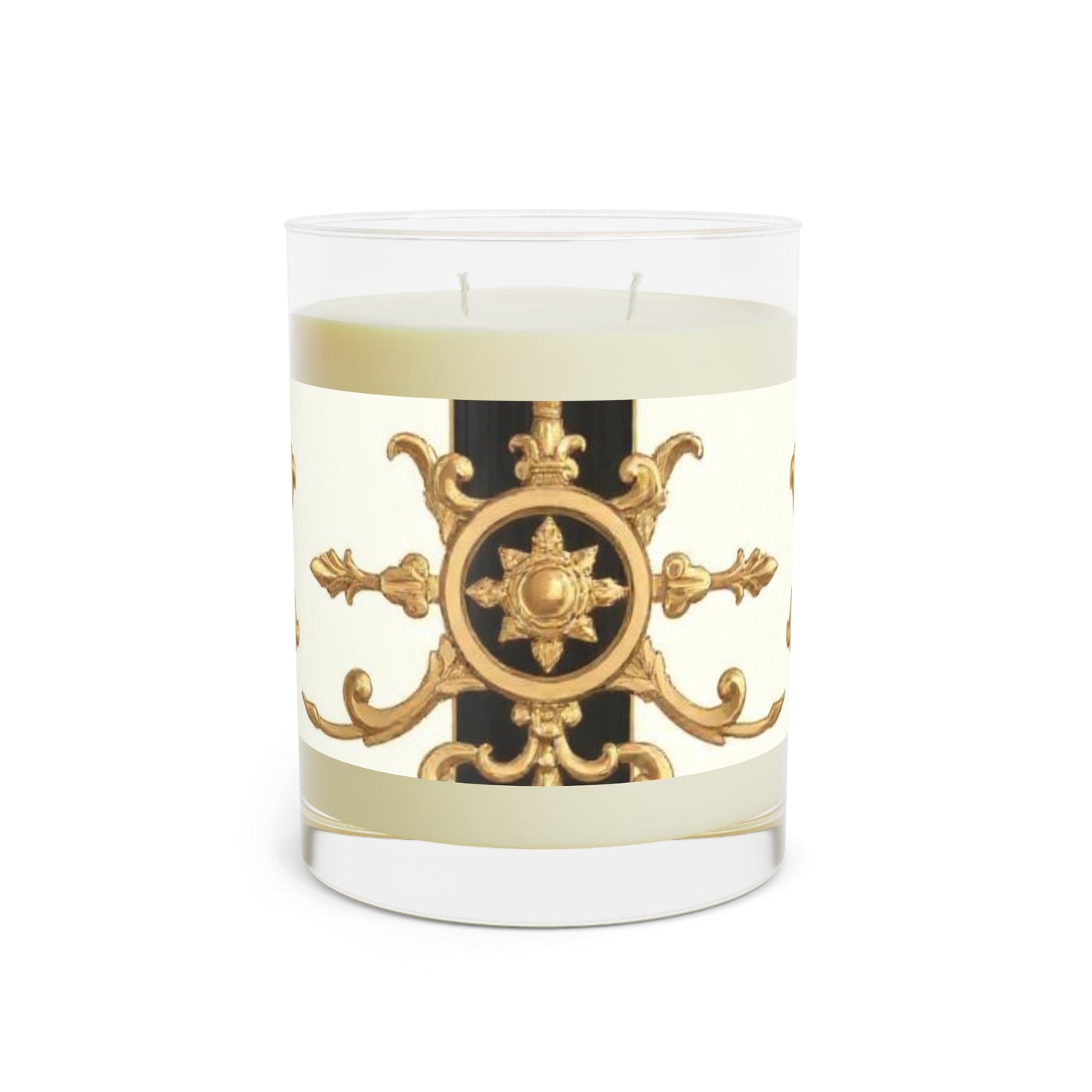 Elegant Scented Candle - Decorative Aromatherapy Gift, Home Fragrance, Relaxation, Spa Gift, Wedding Favor - Black & White Striped Gold Baroque