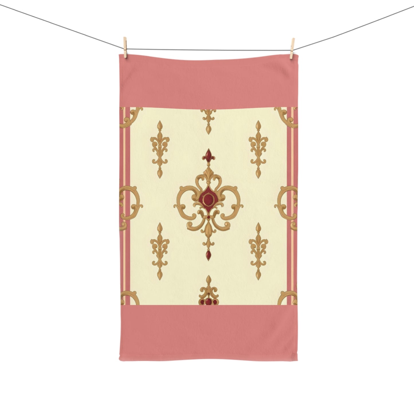 Luxurious Ornate Hand Towel - Elegant Home Décor - Mauve & Gold Damask