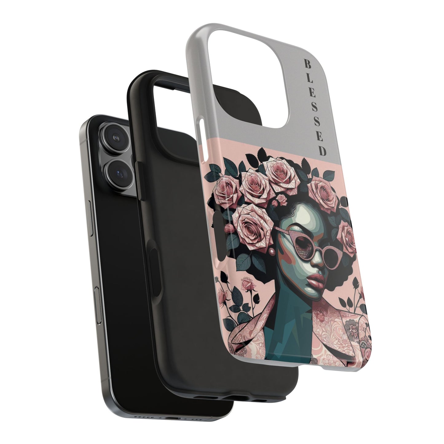 Blessed Floral Tough Phone Cases | Unique Gift for Her, Gift for Mom, Stylish Protection, Birthday Present, Black Girl Art