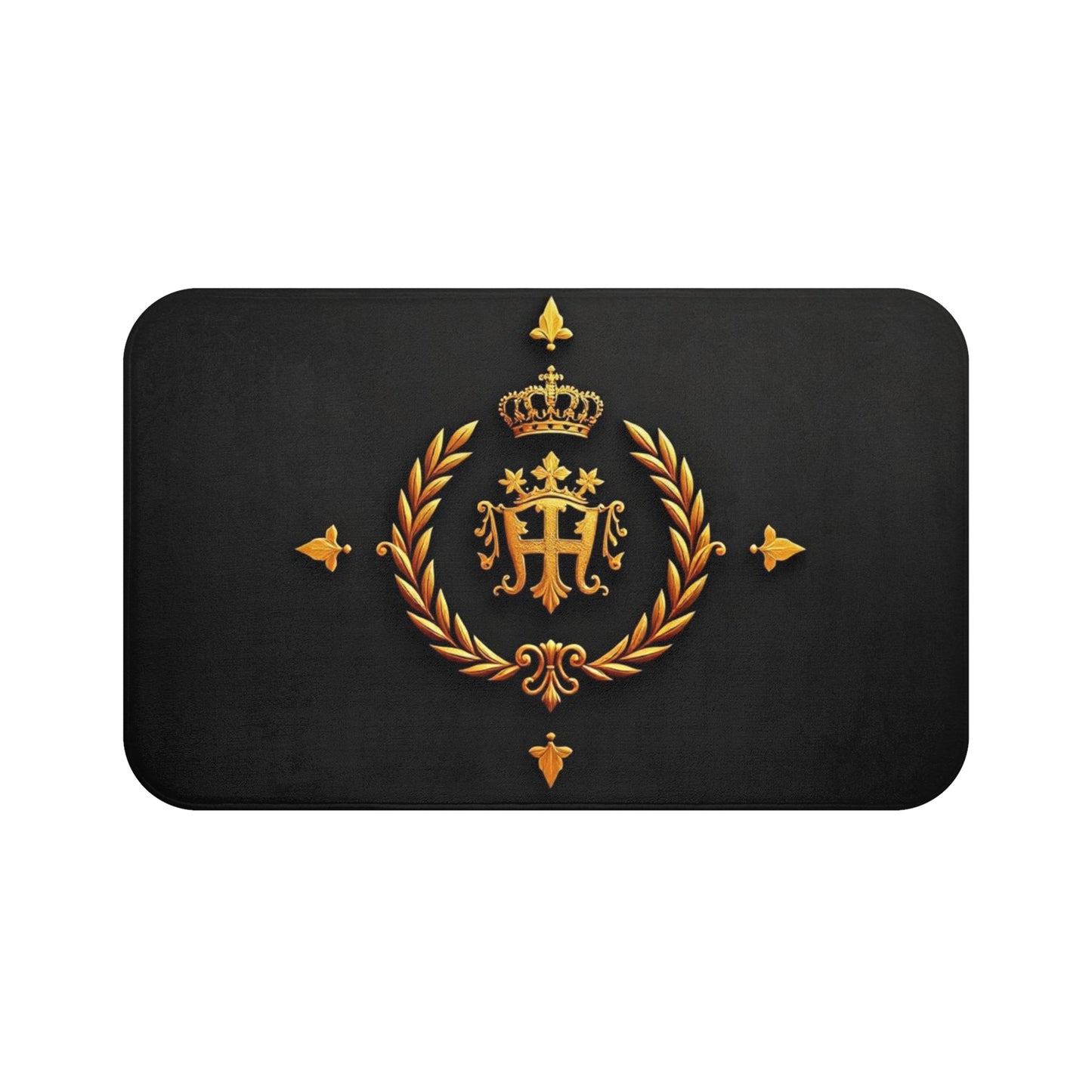 Luxurious Black Bath Mat with Crown Design, Elegant Bathroom Decor, Stylish Home Essentials, Spa Gift, Anniversary Present - Gold Crest
