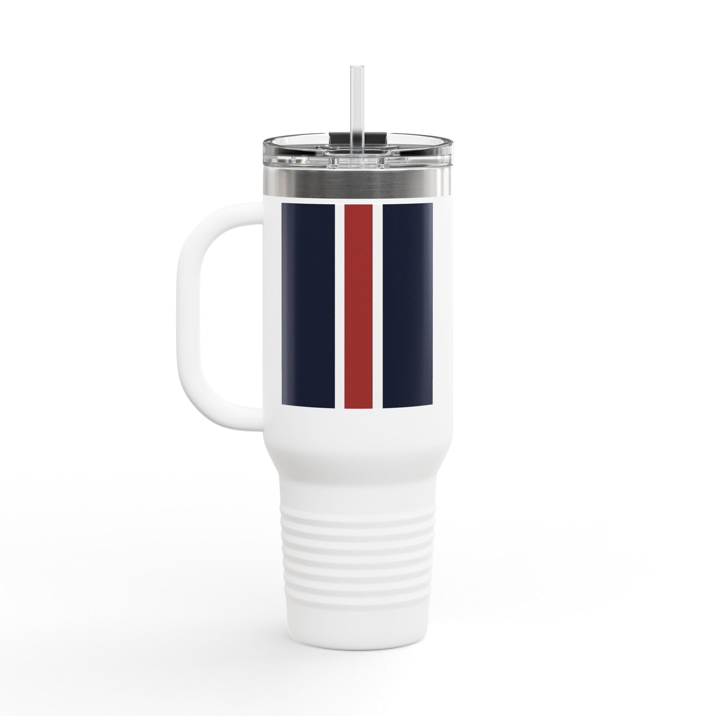 Lunar Midnight & Red-White Striped Stylish Insulated Travel Mug - Perfect for Adventure Seekers | 40oz Hot & Cold Beverage Container