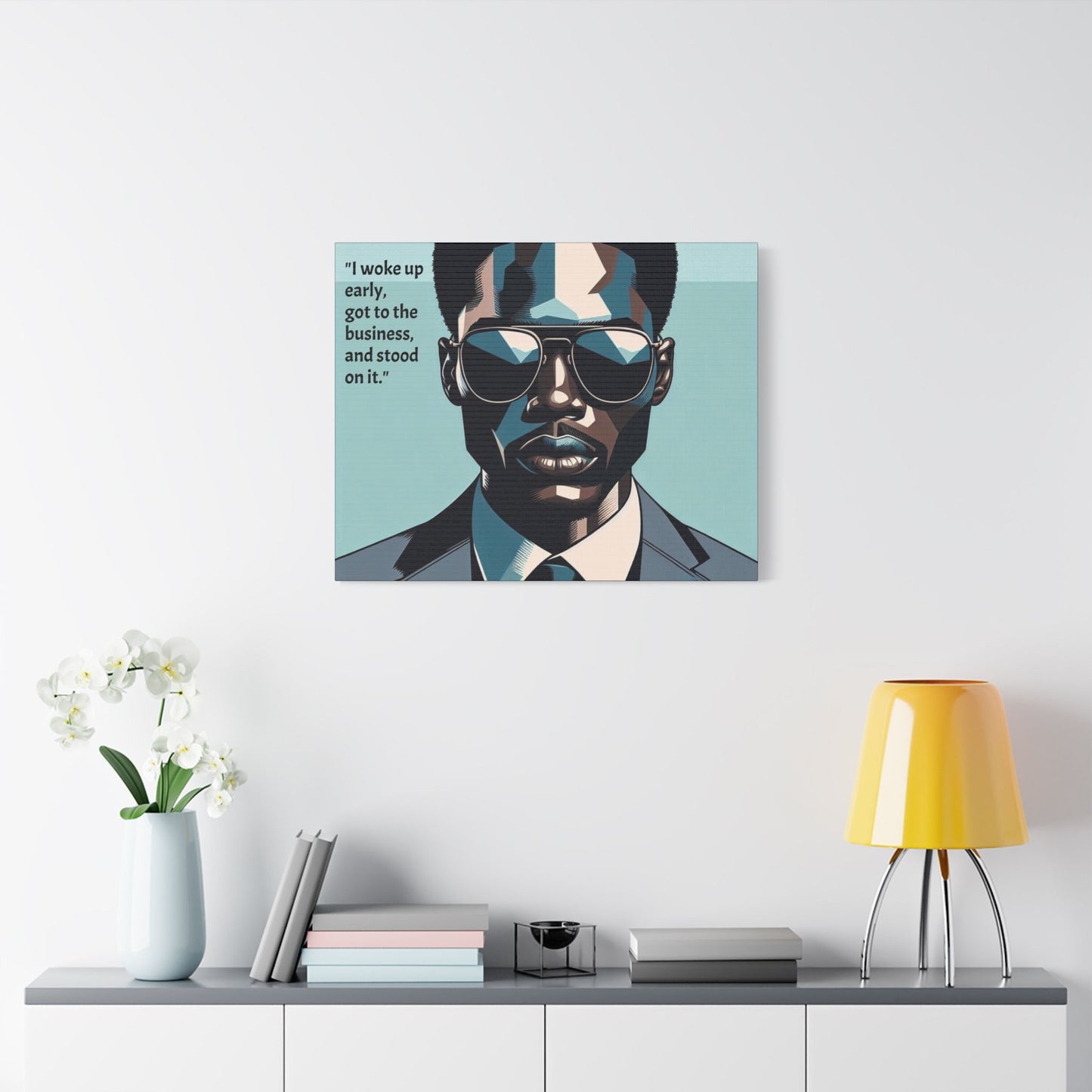 Afro Art Print Canvas, Wall Decor, Satin Stretched Canvas, African American Art, Office Decor, Home Decor - "I woke up early"