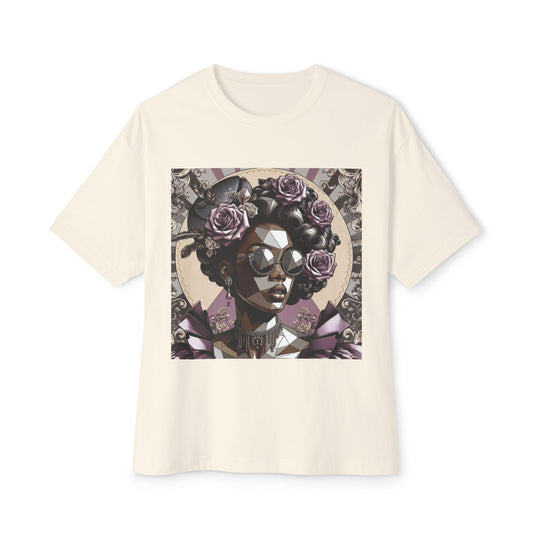 Stylish Graphic Tee with Floral Artwork, Oversized Cotton T-Shirt for Casual Wear, Gift for Art Lovers, Summer Fashion - Lilac Baroque Lady