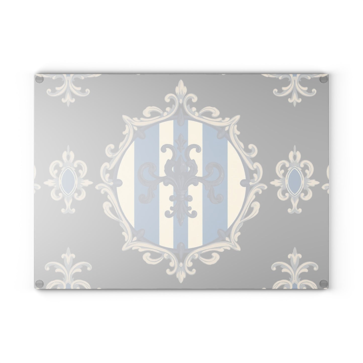 Elegant Blue & Alabaster Striped Baroque Glass Cutting Board, Kitchen Decor, Housewarming Gift, Wedding Gift, Chef's Gift, Cooking Accessory