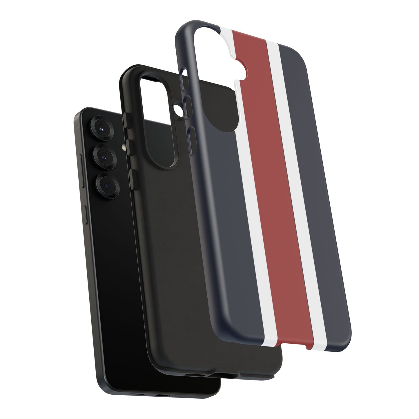 Lunar Midnight & Red-White Striped Stylish Phone Case - Tough Cases, Custom iPhone Cover, Sleek Phone Accessories, Gifts for Him/Her