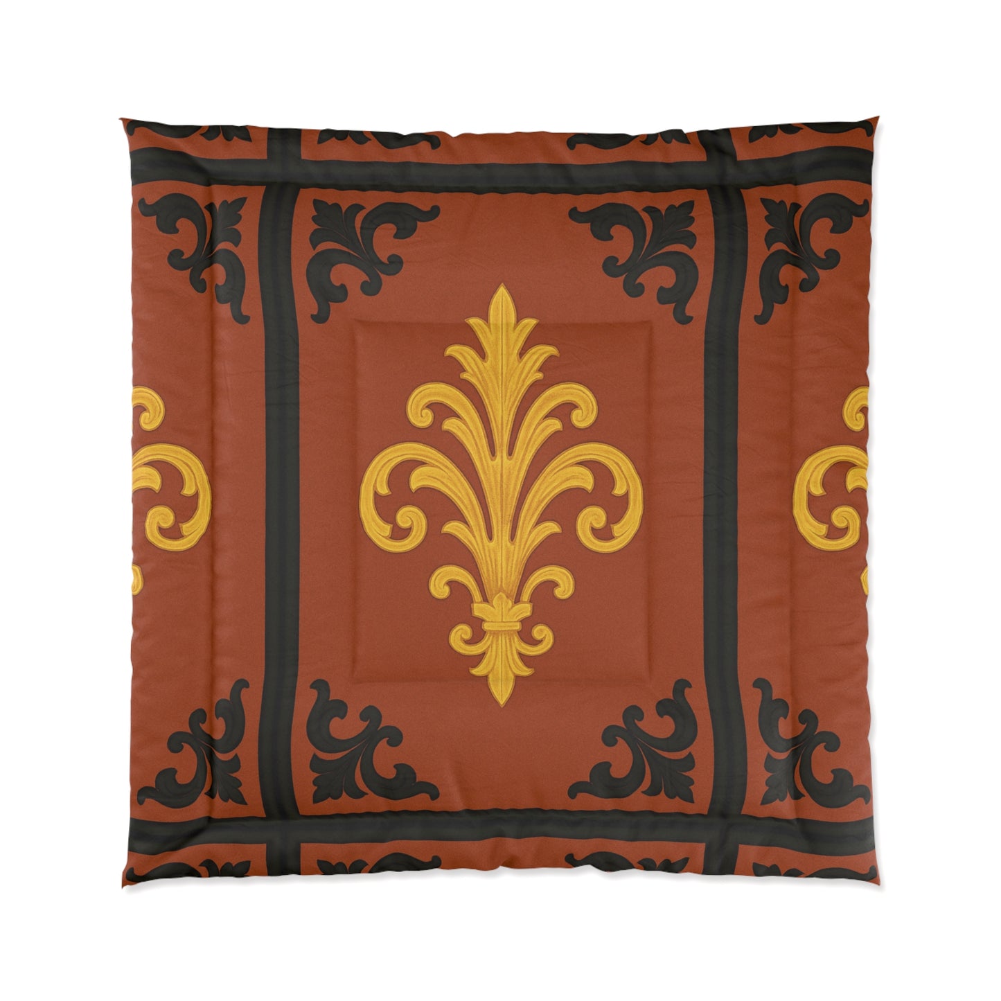 Dusk Terracotta Baroque Comforter — Dusk Terracotta & Gold Decorative Bedding