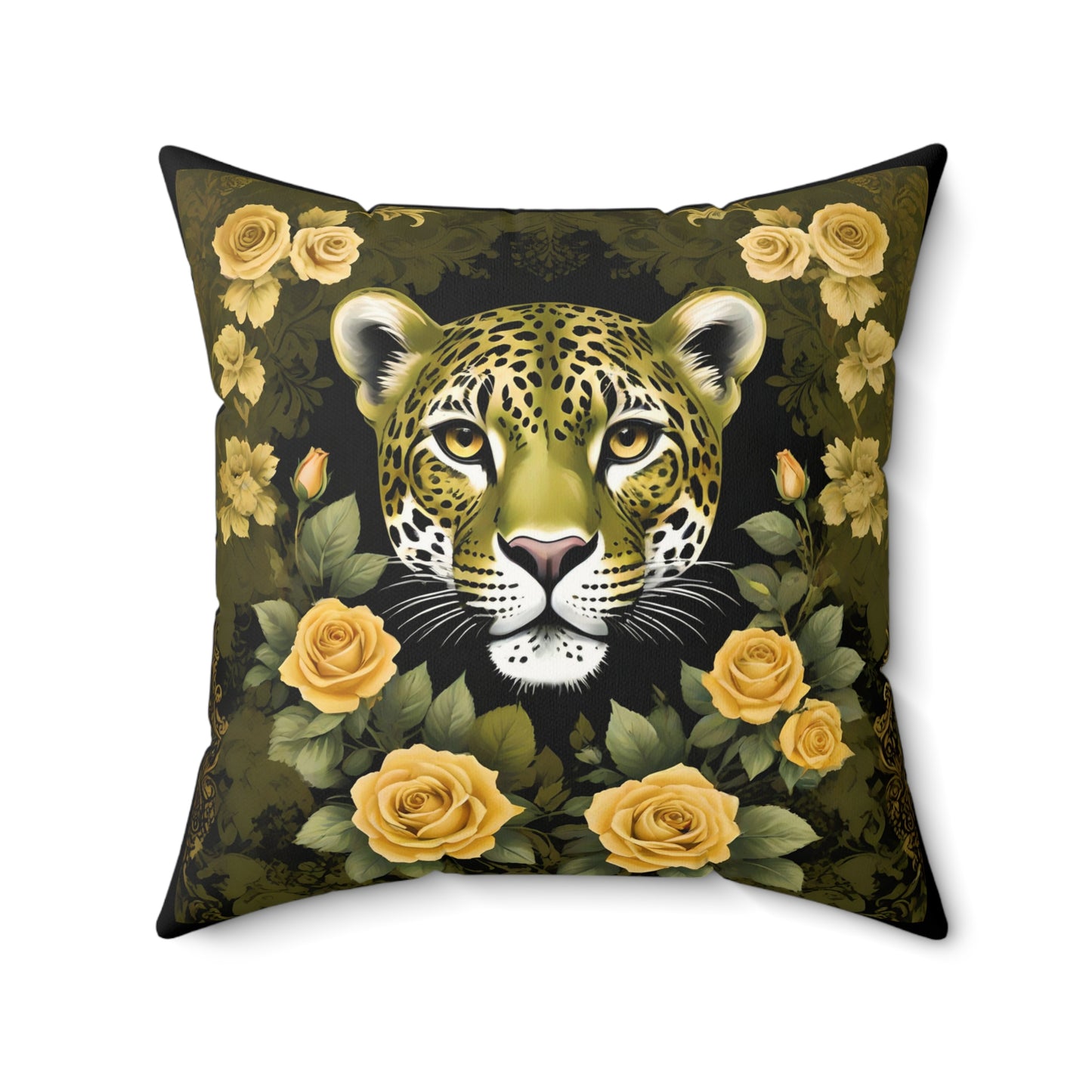 Elegance Leopard Floral Pillow - Olive Leopard