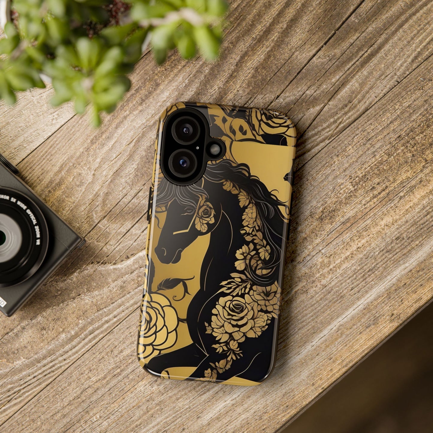 Phone Case - Elegant Horse & Roses Design
