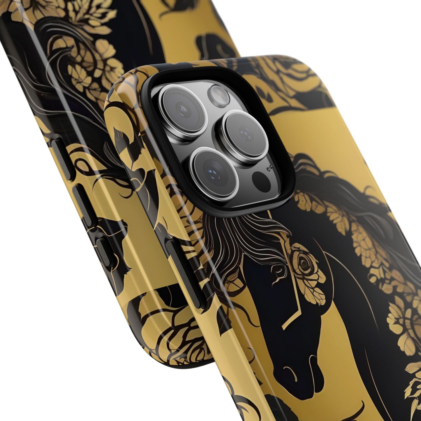 Phone Case - Elegant Horse & Roses Design