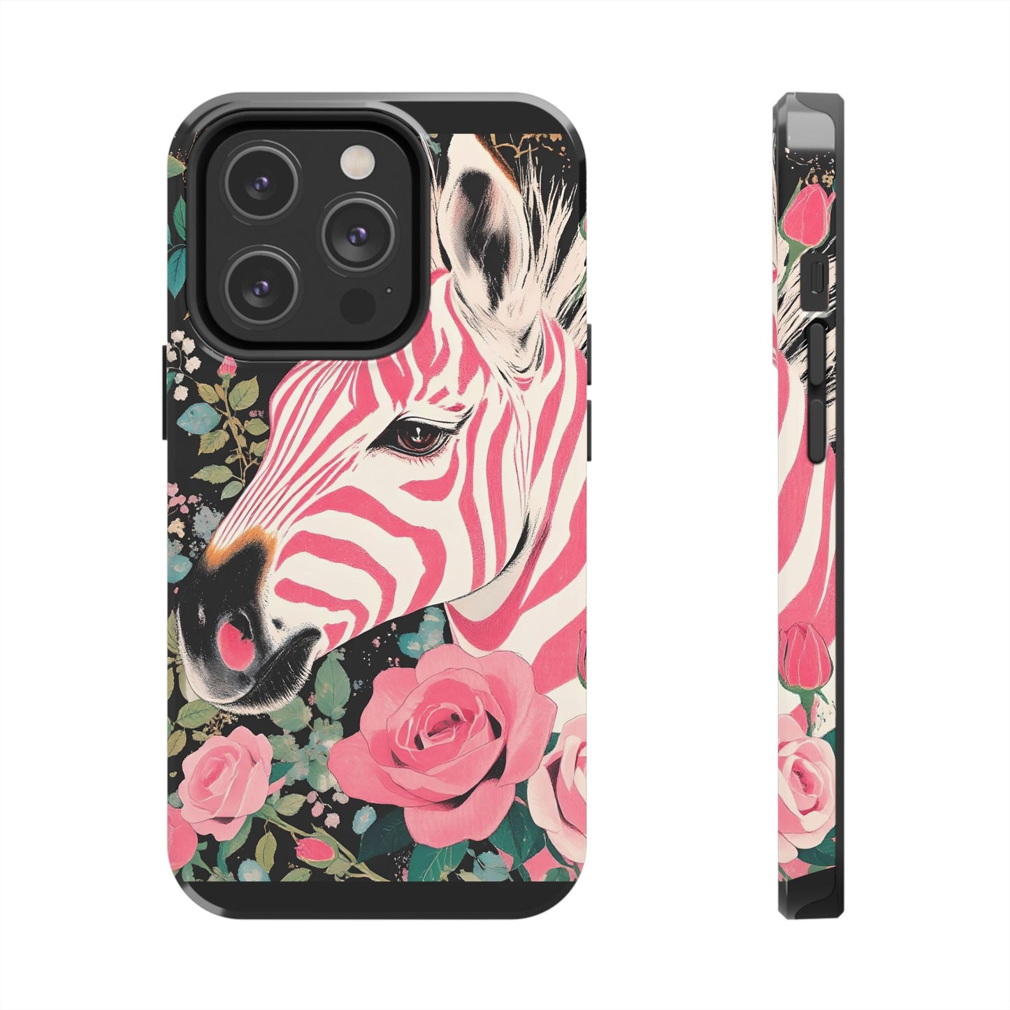 Pink Zebra Tough Phone Case - Trendy Floral Design for Animal Lovers