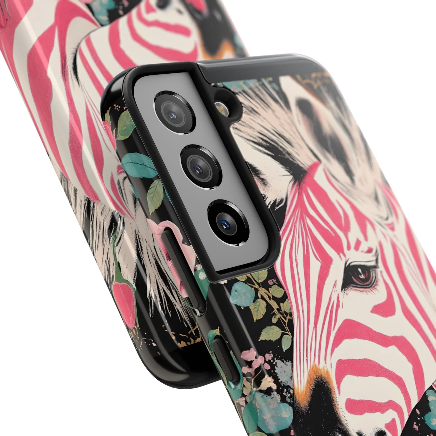 Pink Zebra Tough Phone Case - Trendy Floral Design for Animal Lovers