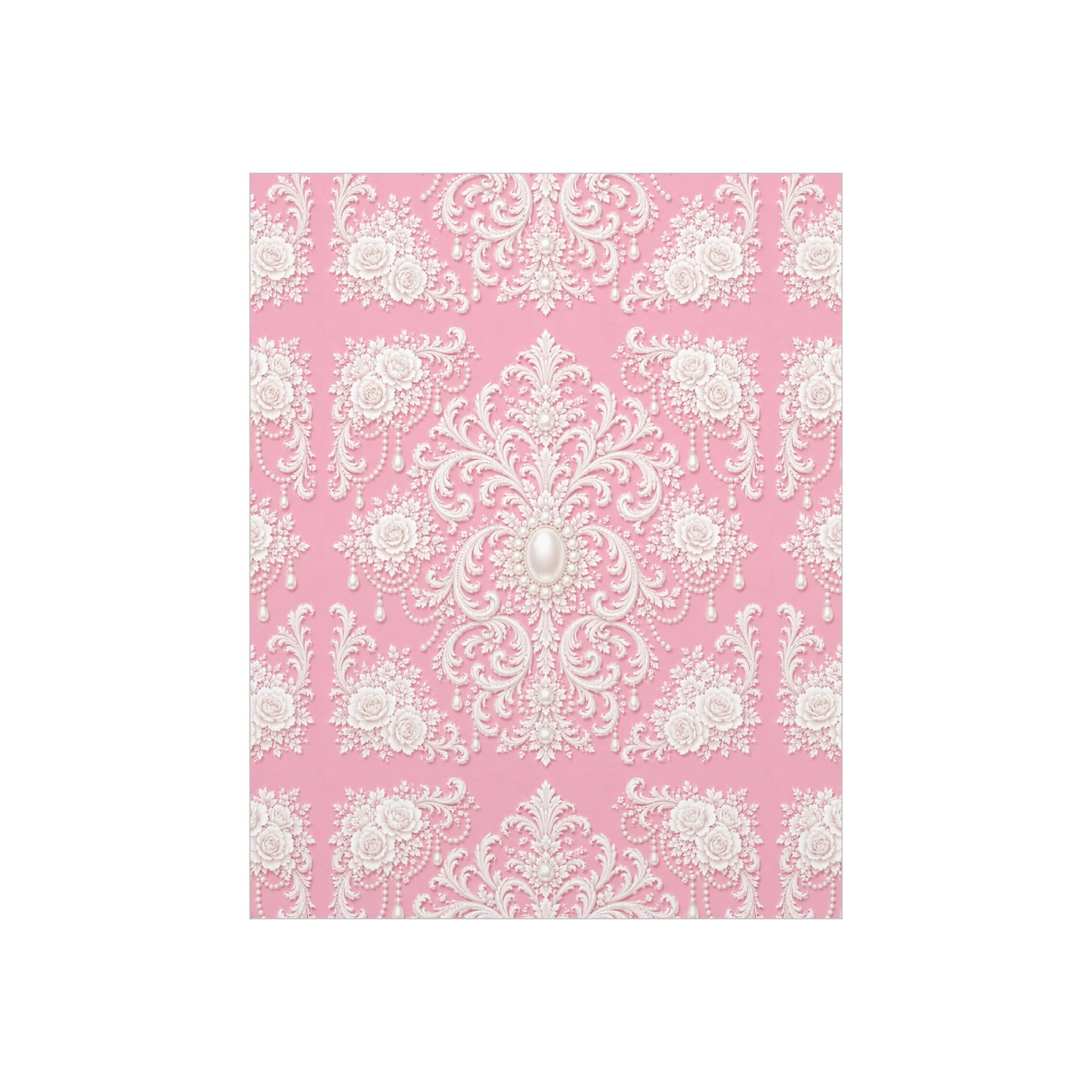 Pink Rococo Pearl Foam Board Wall Art — Elegant Vintage Floral Accent