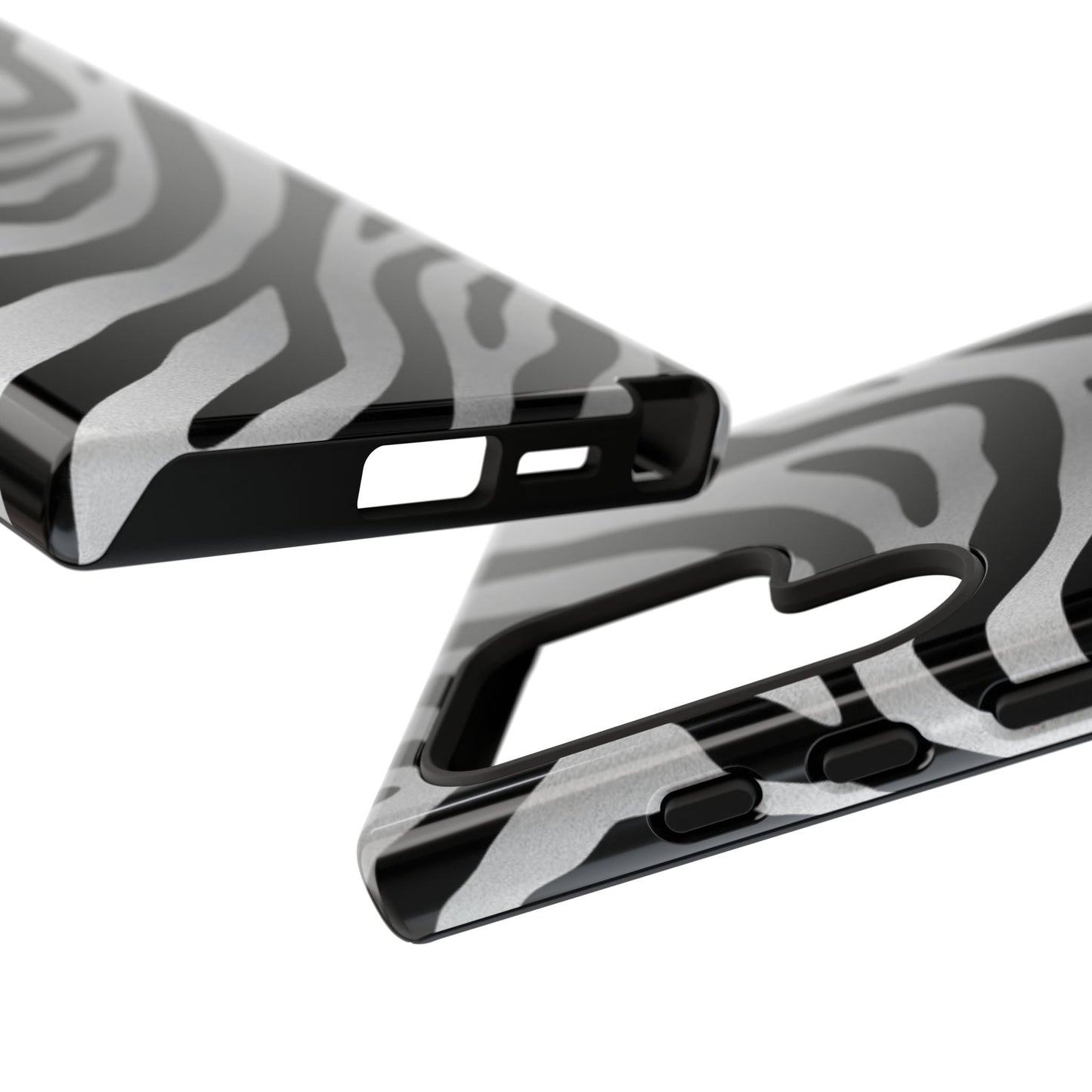 Zebra Print Tough Phone Case - Silver