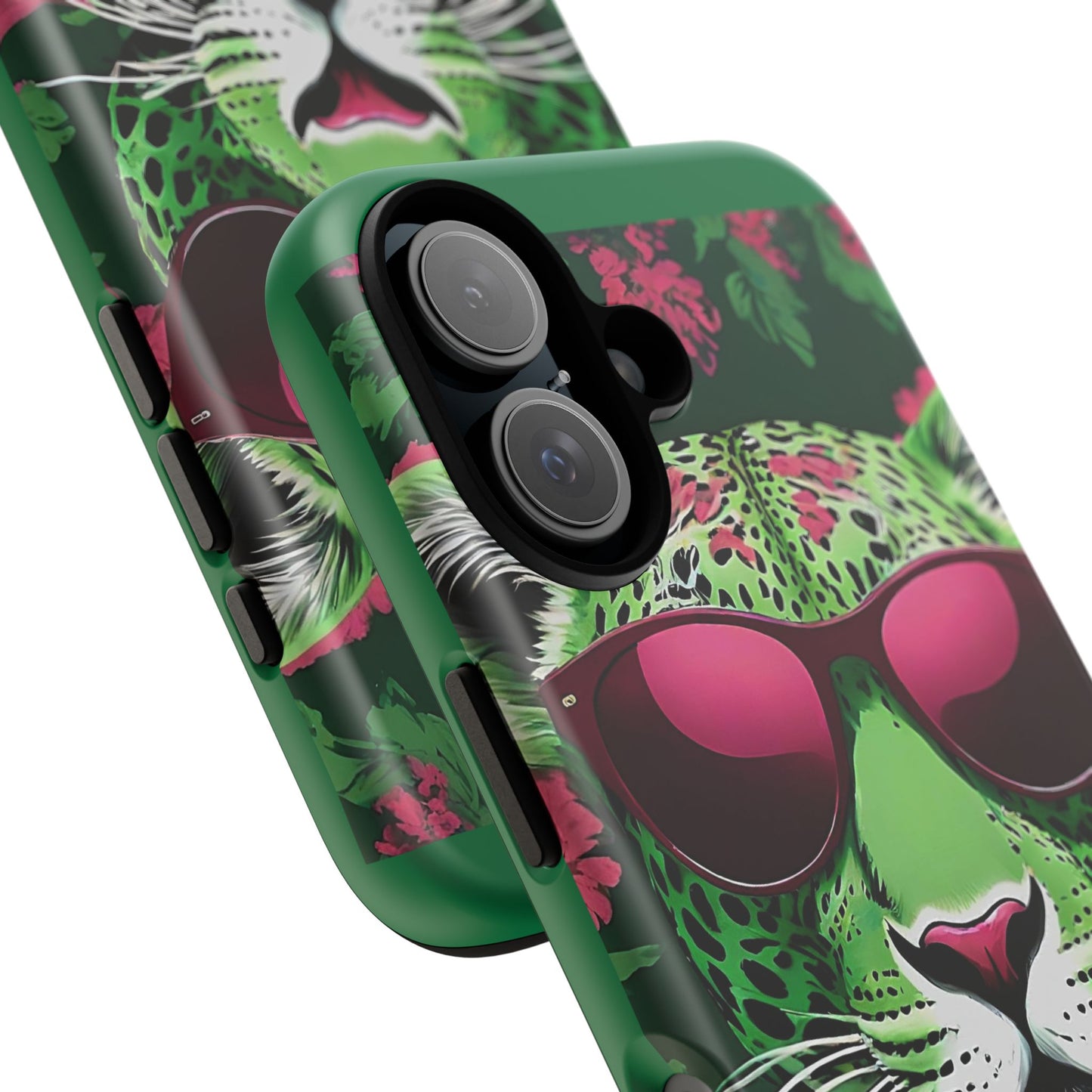 Phone Case - Lime Green & Burgundy Leopard In Sunglasses Design