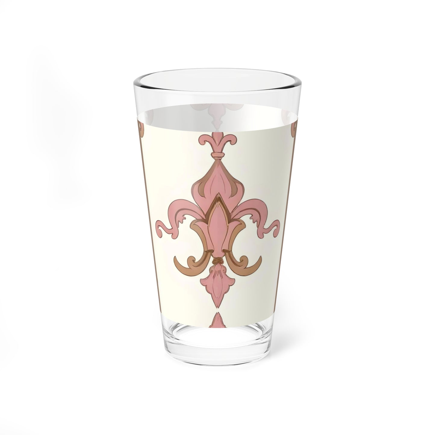 Elegant Floral Mixing Glass - Perfect for Cocktails, Outdoor Gatherings, Home Bars, Gifts, Parties - Brown Striped Pink Arabesque