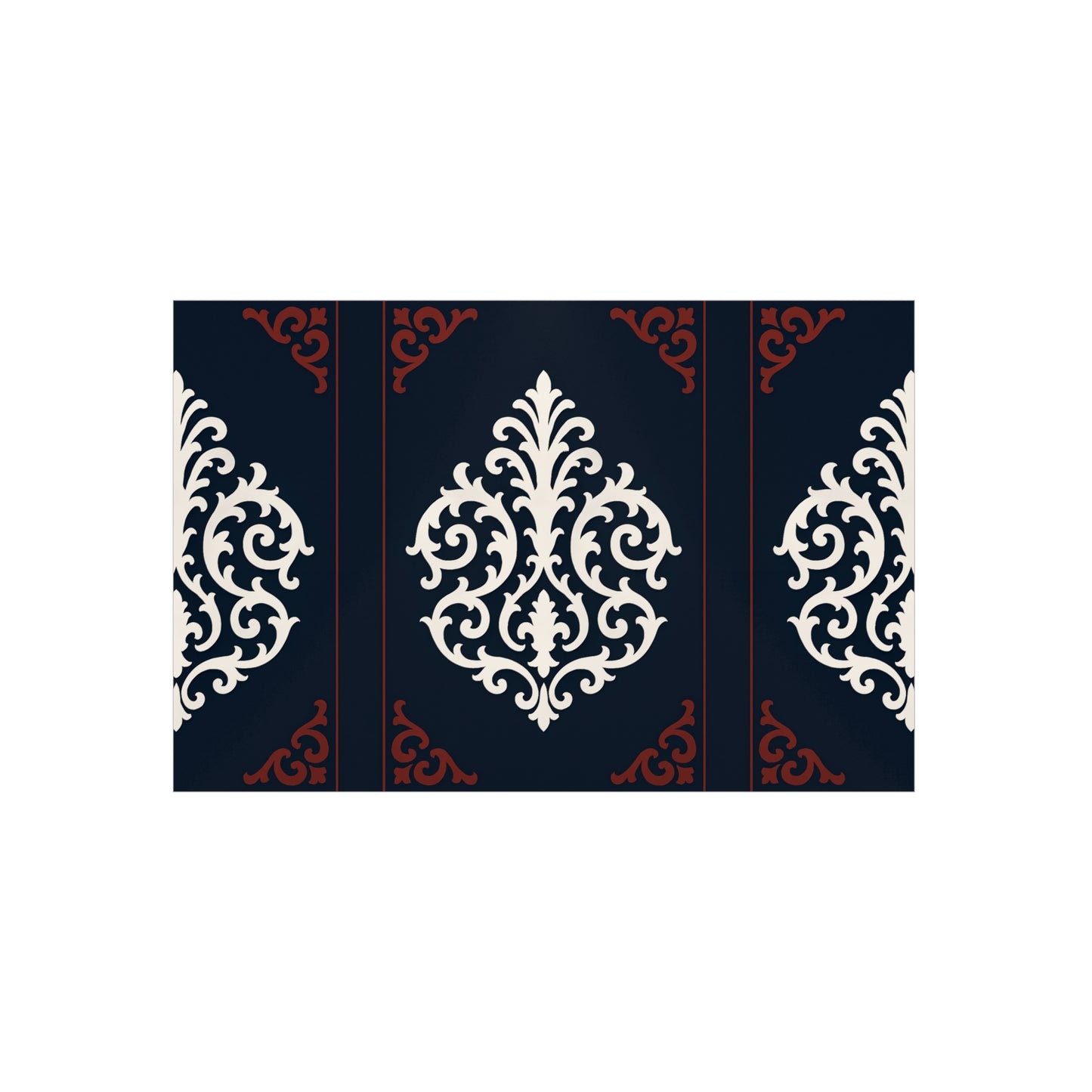 Dusk Blue-Maroon & White Baroque Foam Board Wall Art — Blue, White & Maroon Pattern