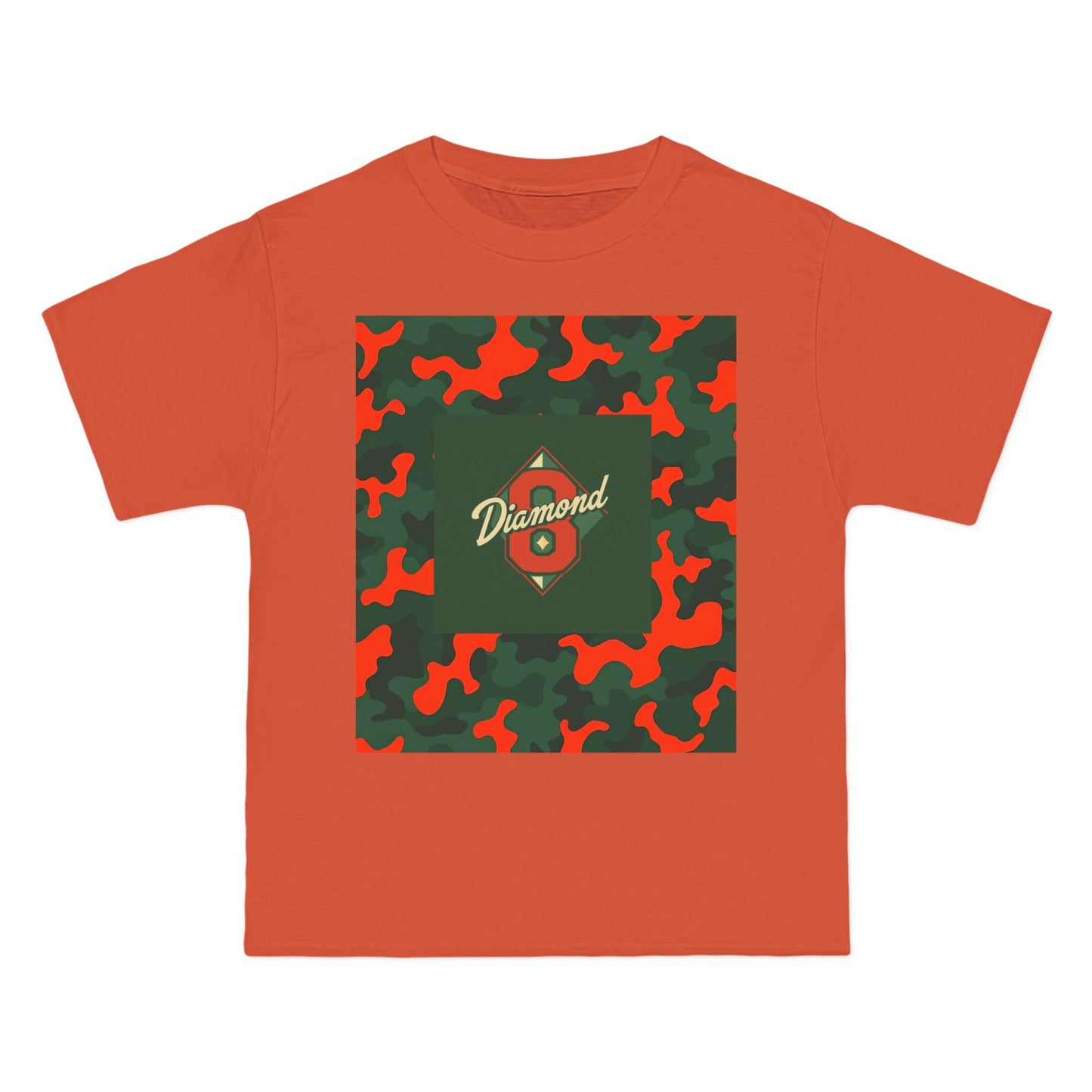 Camo Graphic Tee, Unisex, Trendy Streetwear, Stylish Summer Top, Perfect for Casual Outings - Green & Orange Camo Diamond 8