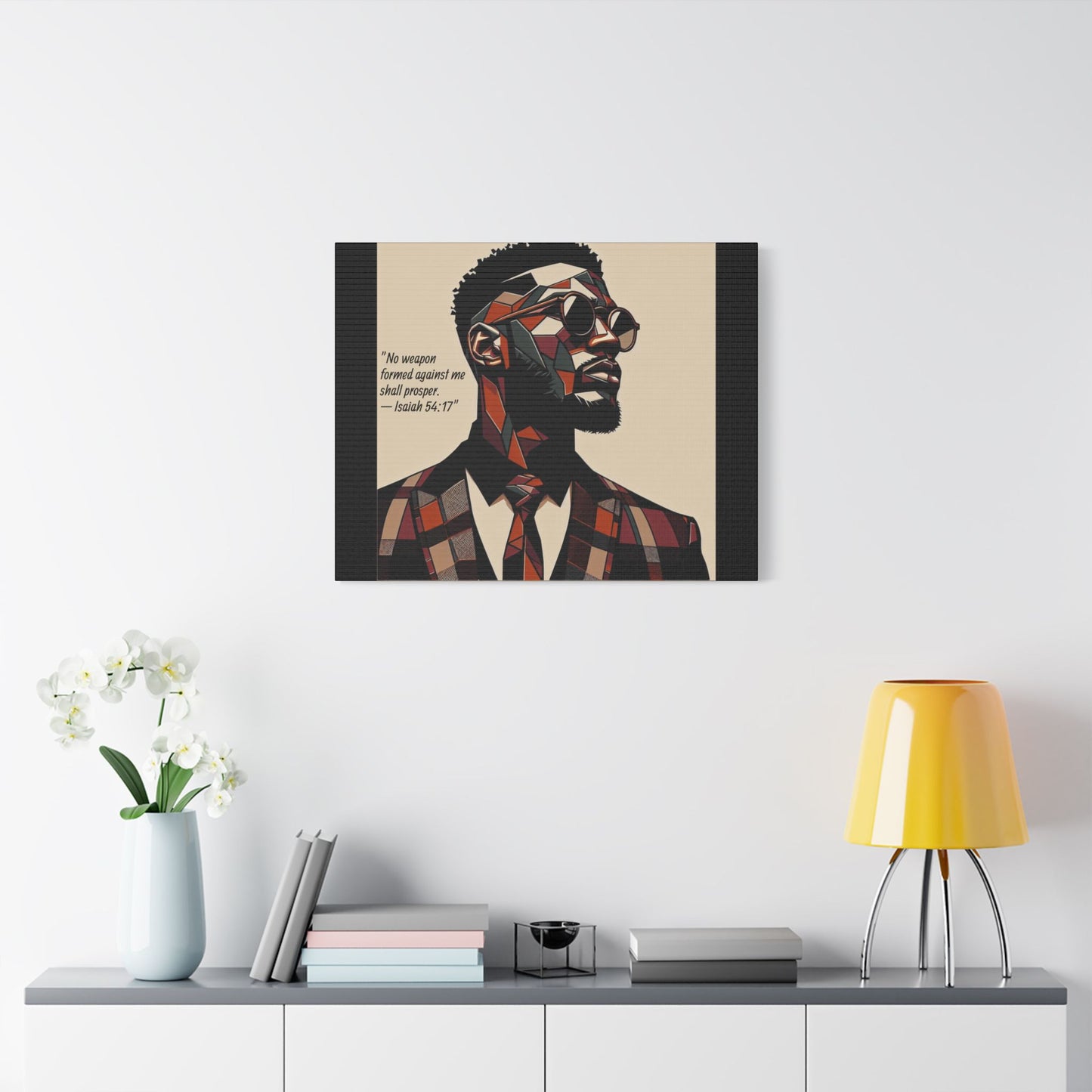 Afro Art Print Canvas, Wall Decor, Satin Stretched Canvas, African American Art, Office Decor, Home Decor - Isaiah 54:17