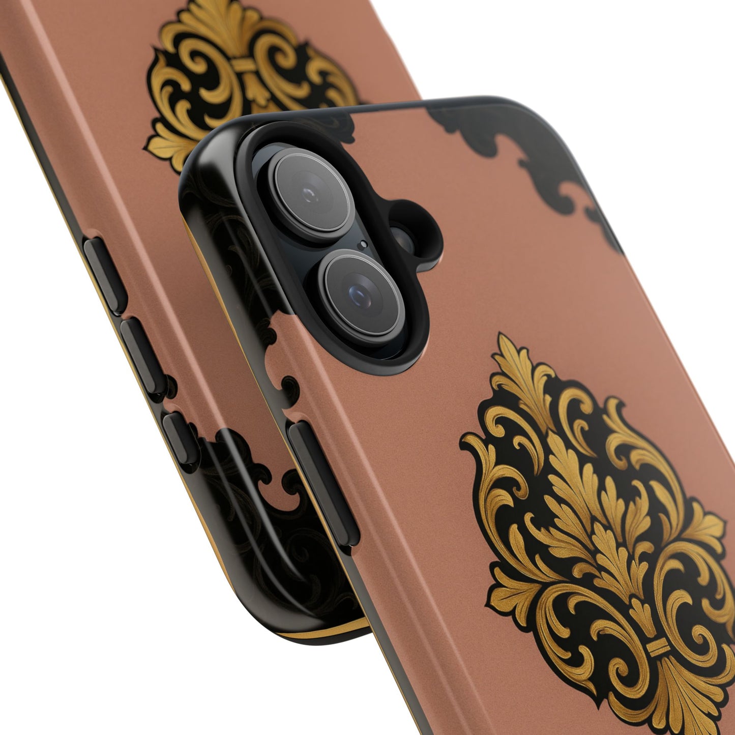 Mauve & Black-Gold Baroque Tough Phone Case — Ornate Protective iPhone Cover