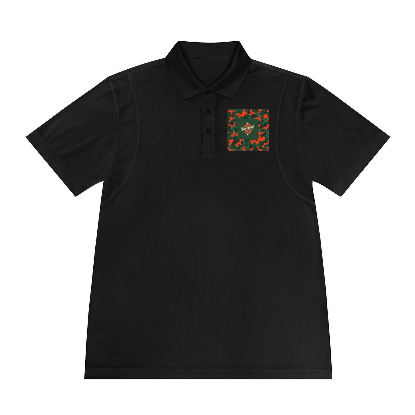 Men's Sport Polo Shirt, Casual Wear, Gym Shirt, Summer Outing, Gift for Dad, Outdoor Activities - Green & Orange Camo Diamond 8