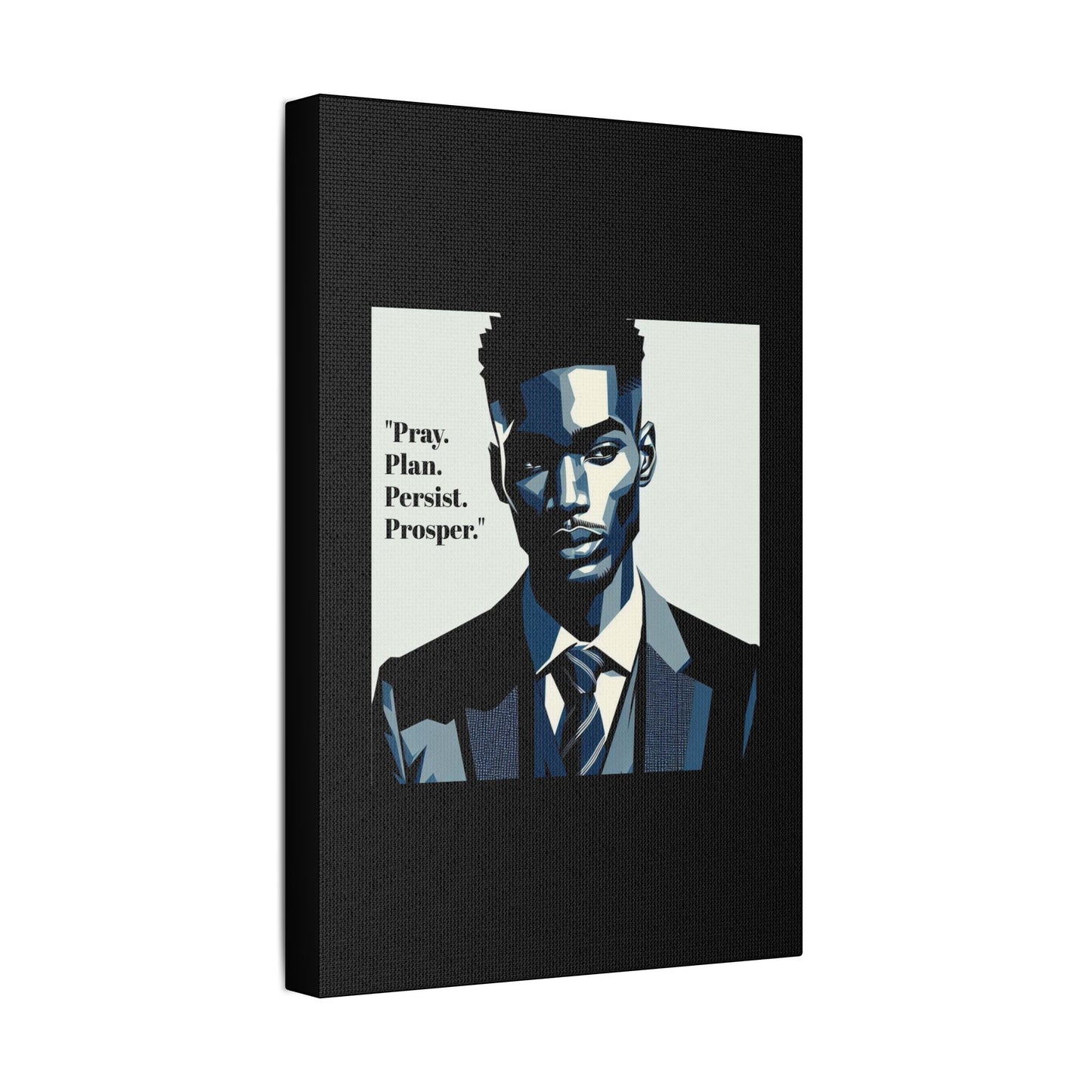 Afro Art Print Canvas, Wall Decor, Satin Stretched Canvas, African American Art, Office Decor, Home Decor - "Pray. Plan. Persist. Prosper."