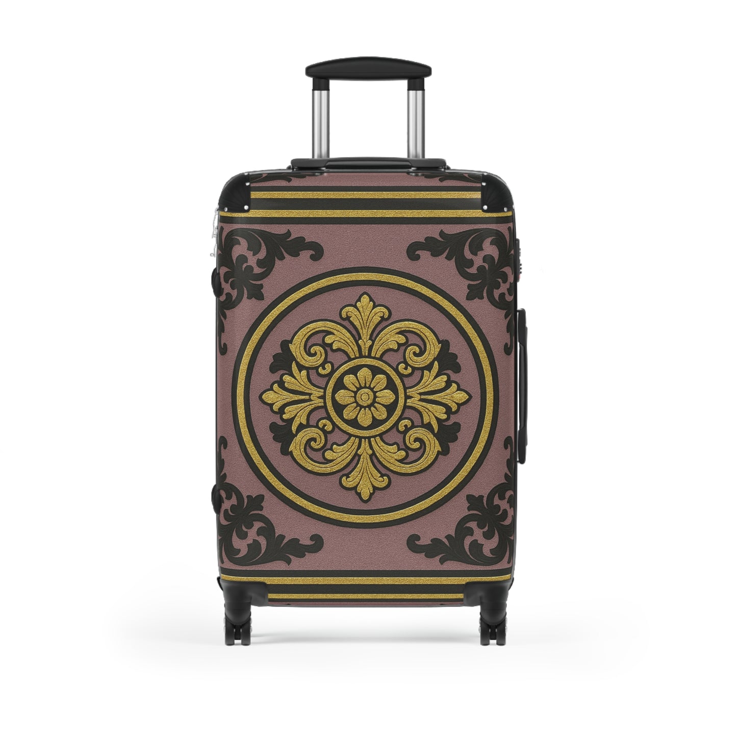Elegant Gilded Mauve With Gold-Black Baroque Suitcase | Travel Luggage | Vintage Style Bag | Gift for Travelers | Stylish Carry-On | Unique Vacation Gear