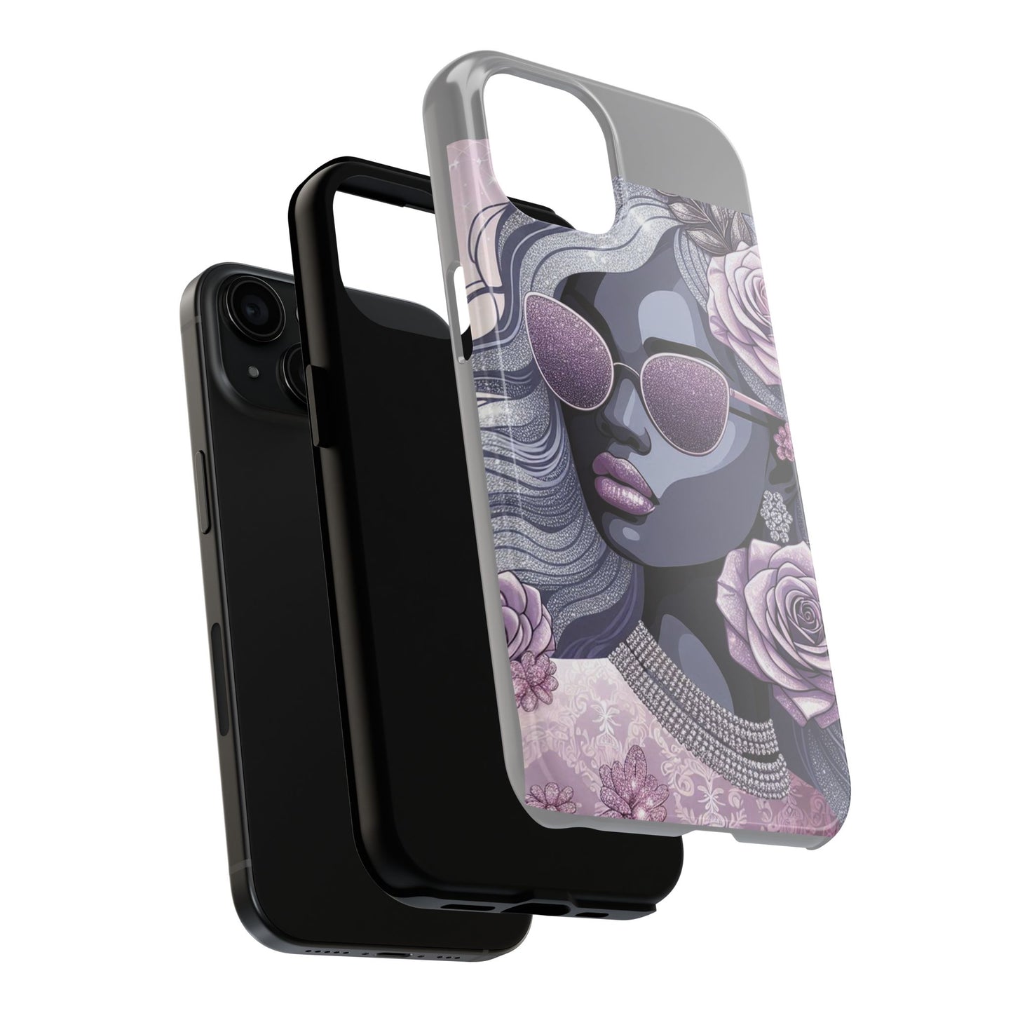 Glamorous Floral Tough Phone Case - Chic Protection for Trendsetters - Lilac & Lavender
